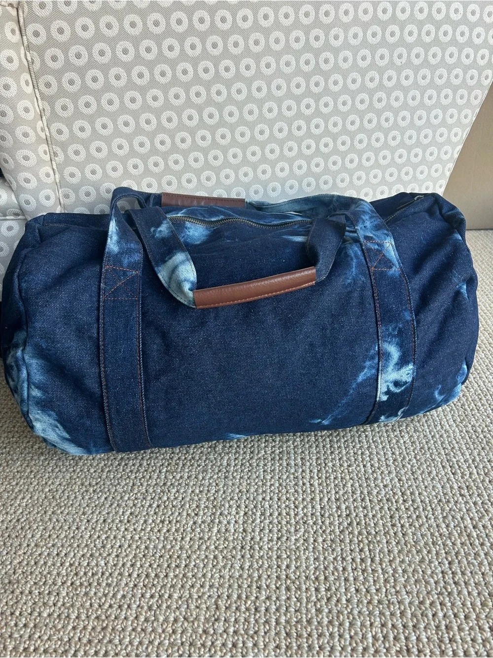 Guess Blue Tie-Dye Denim Duffel Bag Like New Condition